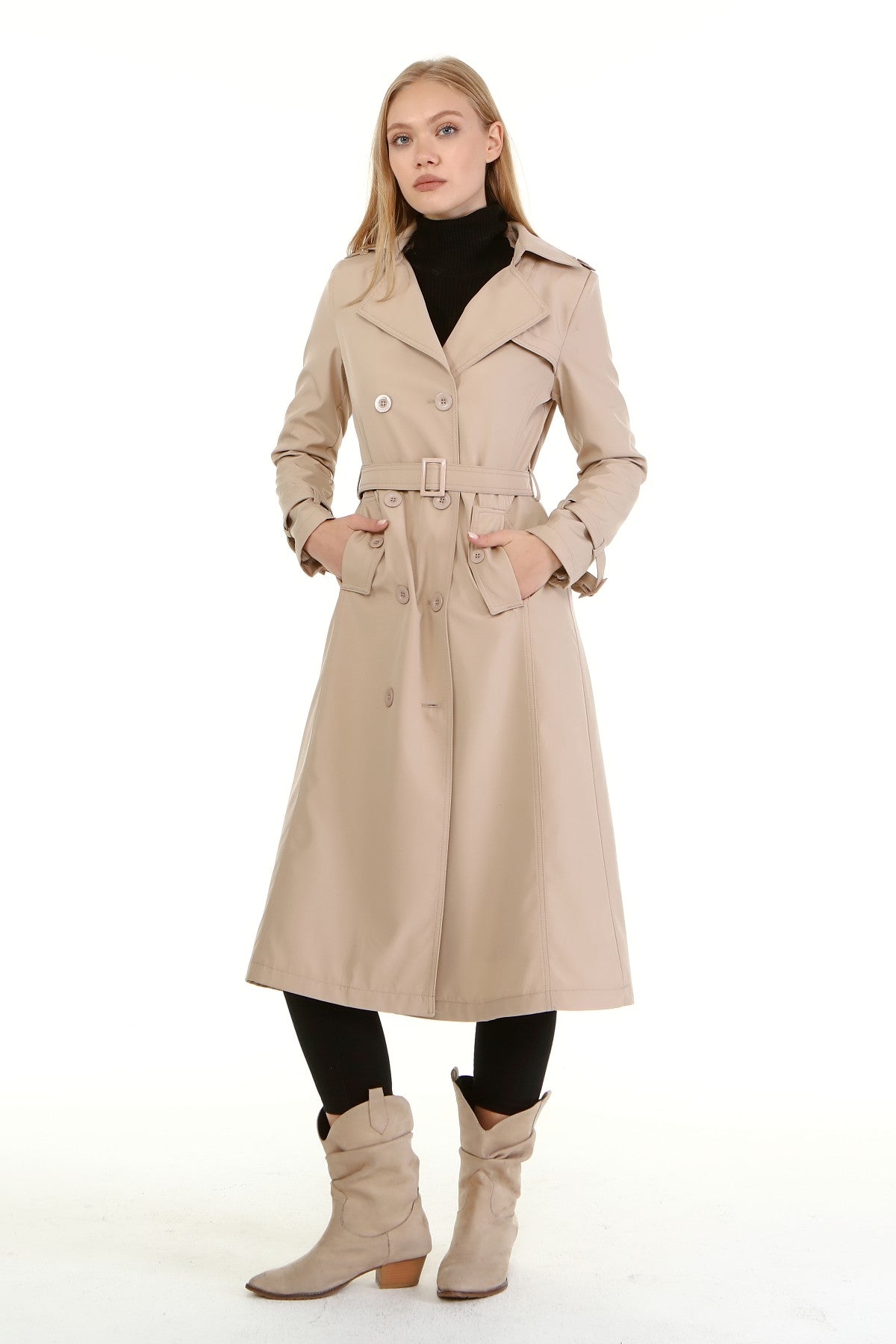 Trenchcoat mit Gürtel und Doppelreihe