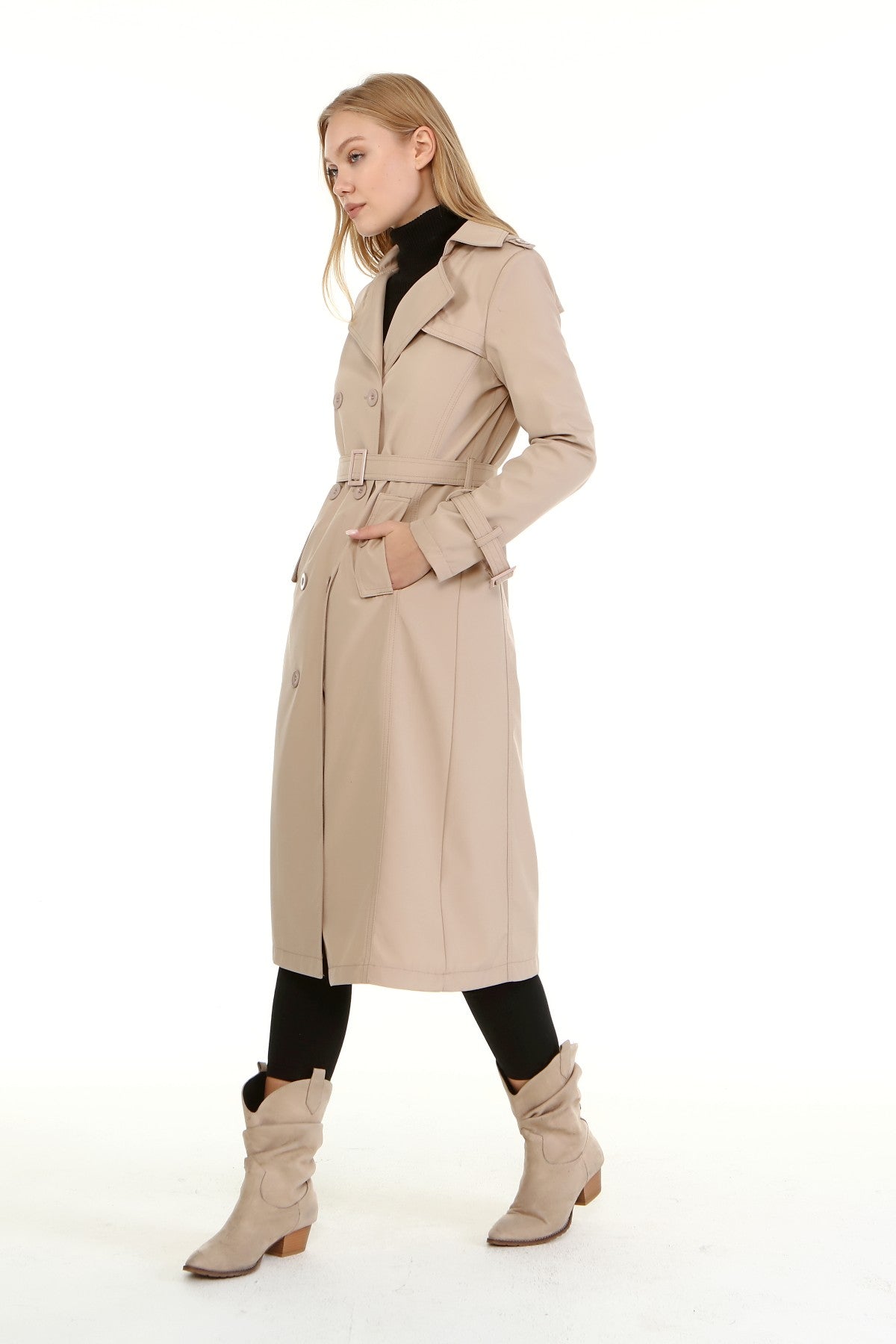 Trenchcoat mit Gürtel und Doppelreihe