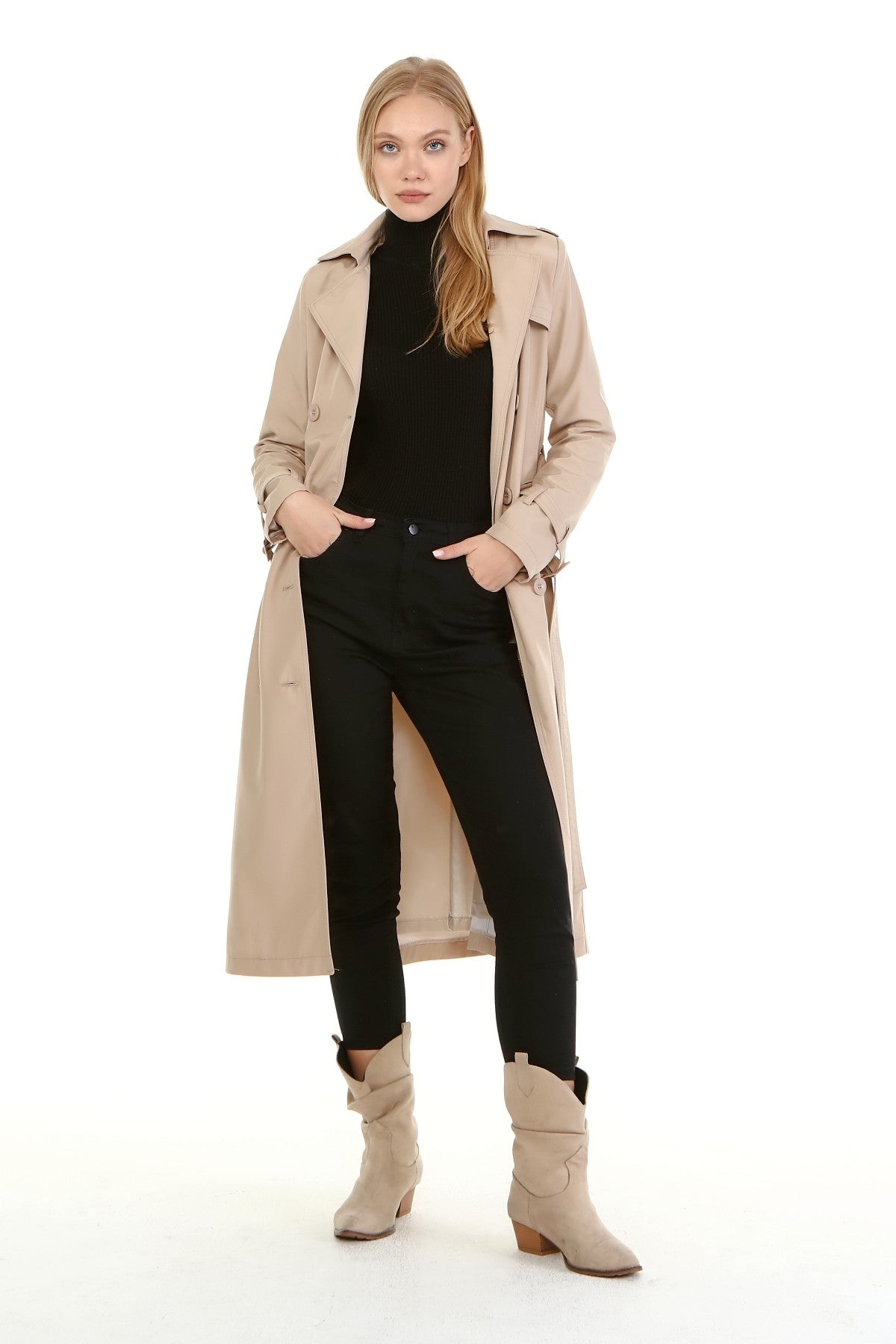Trenchcoat mit Gürtel und Doppelreihe