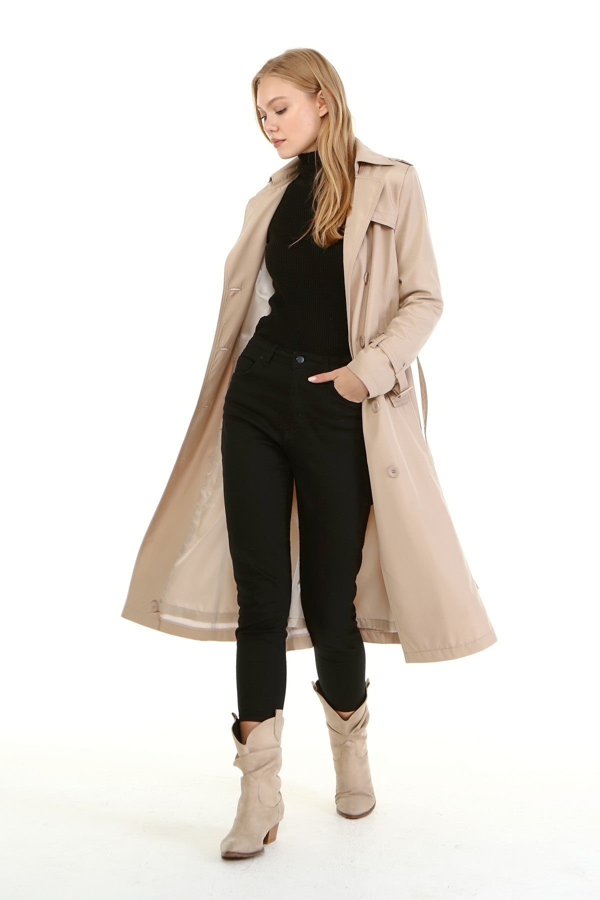 Trenchcoat mit Gürtel und Doppelreihe