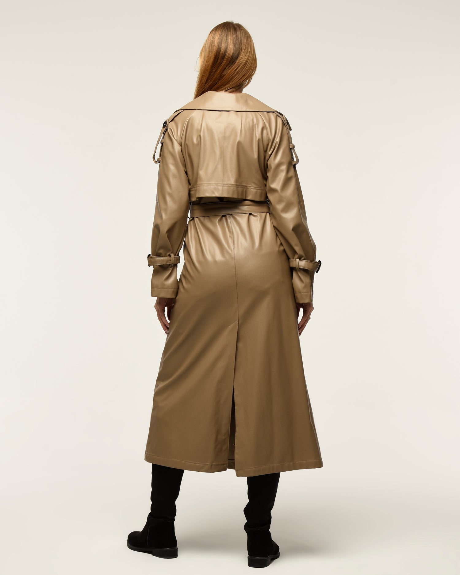 Military Leder-Trenchcoat
