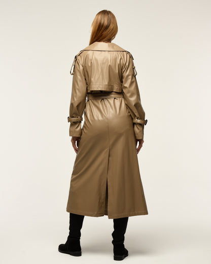 Military Leder-Trenchcoat